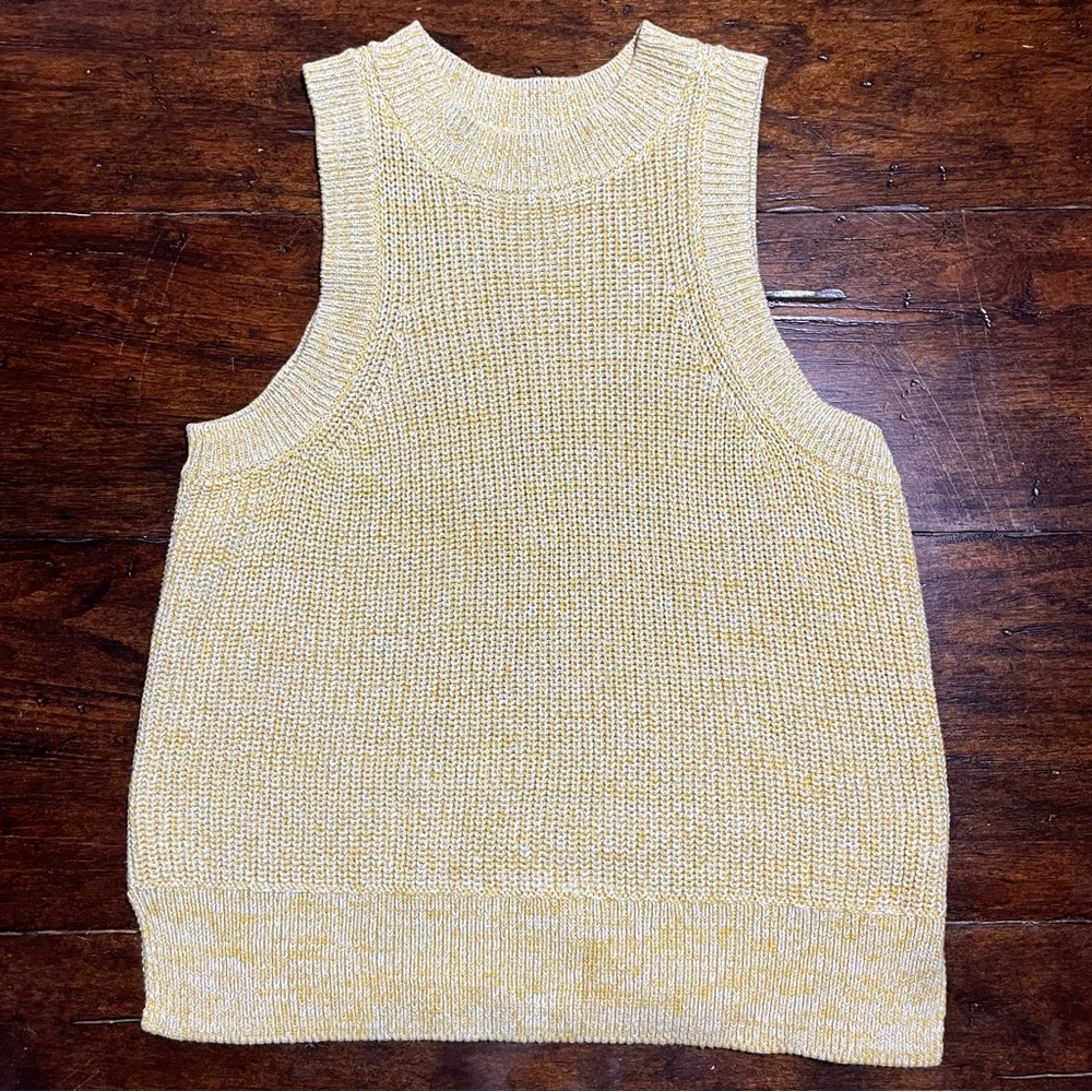 525 Women's Sz S Sleeveless Tank Yellow White Normcore Y2K Preppy Classic Modern - Picture 1 of 9